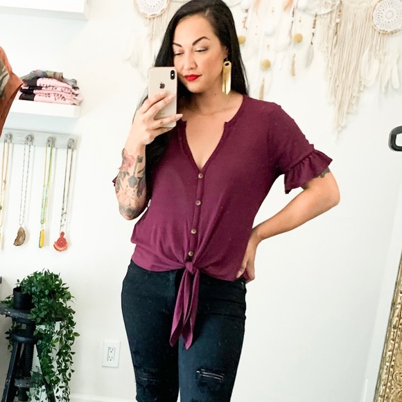 Gold Leather Fringe Earrings - Picture 4 of 4